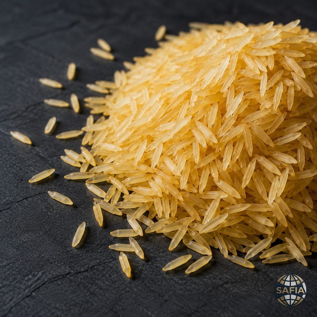 1401 Golden Sella Basmati Rice — SAFIA premium amber grains — representative rice image